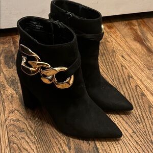 Rouge Helium Black Boots with Gold Accent